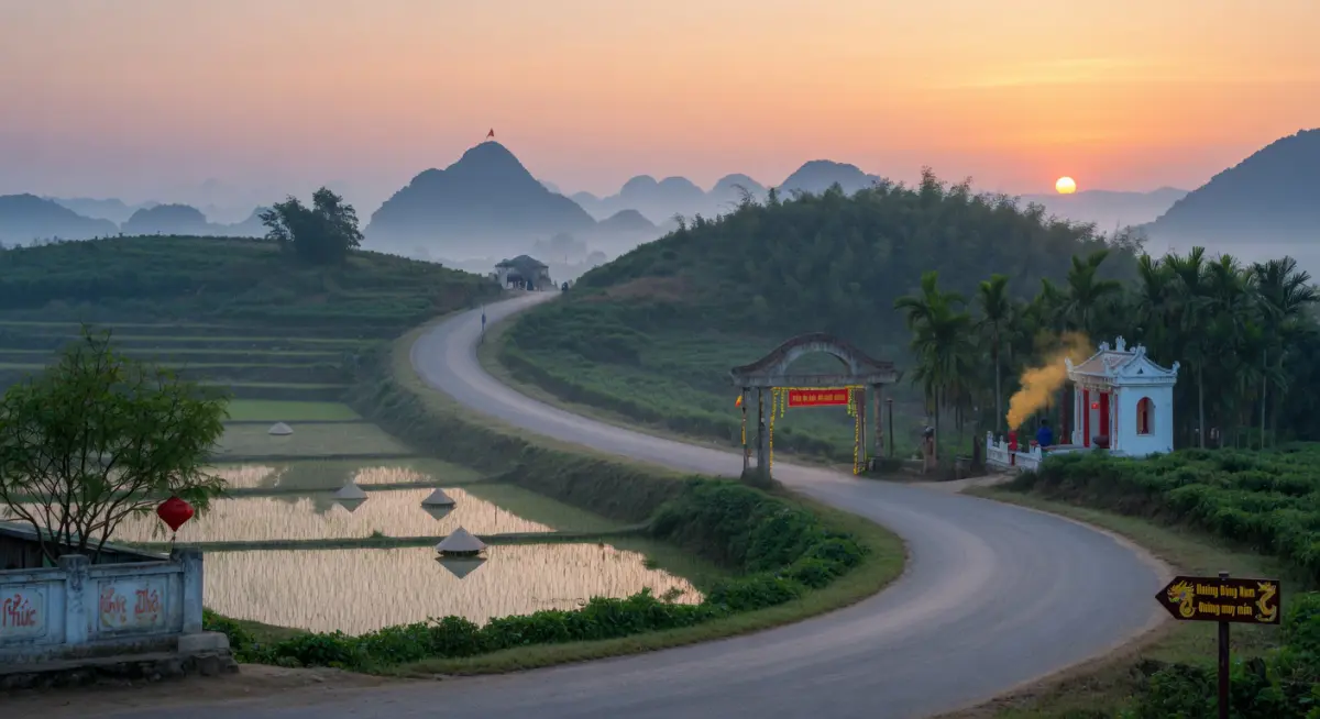 Chú thích: Hướng đi đại cát mang lại bình an và may mắn cho hành trình lễ 1/5