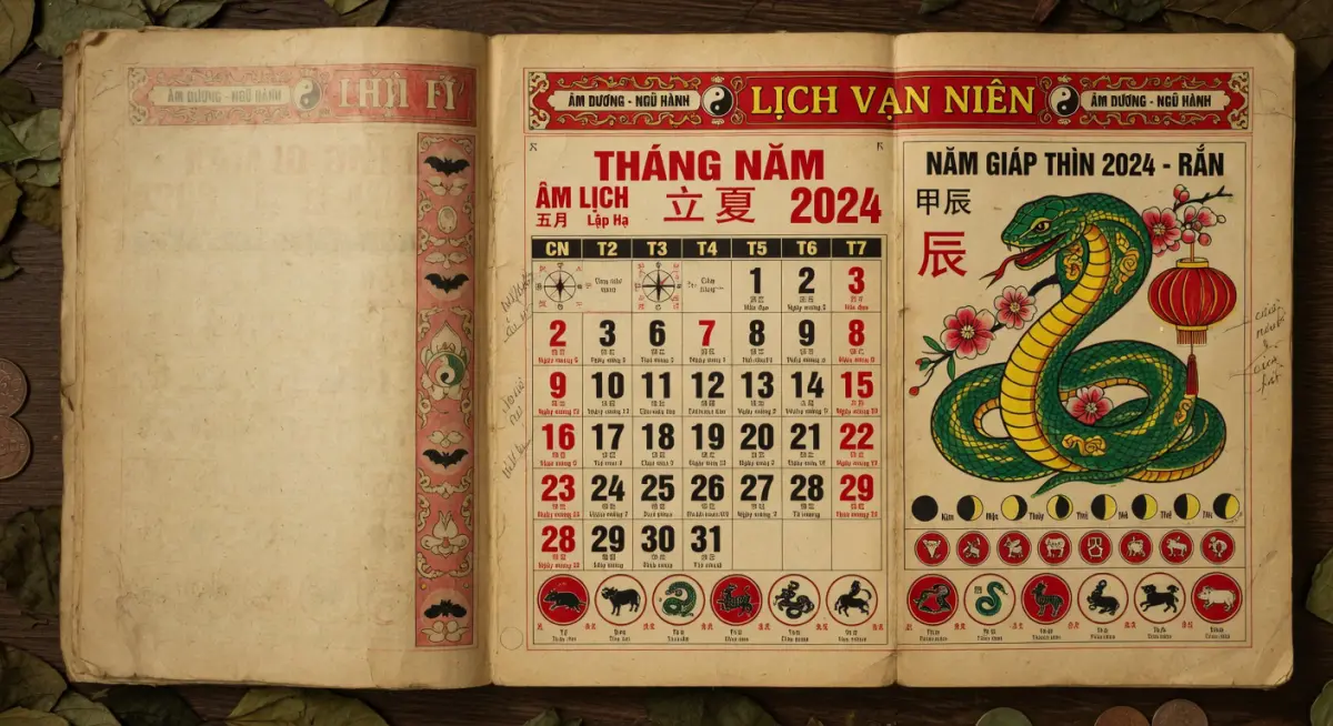 Hình ảnh minh họa lịch vạn niên tháng 5 chi tiết
