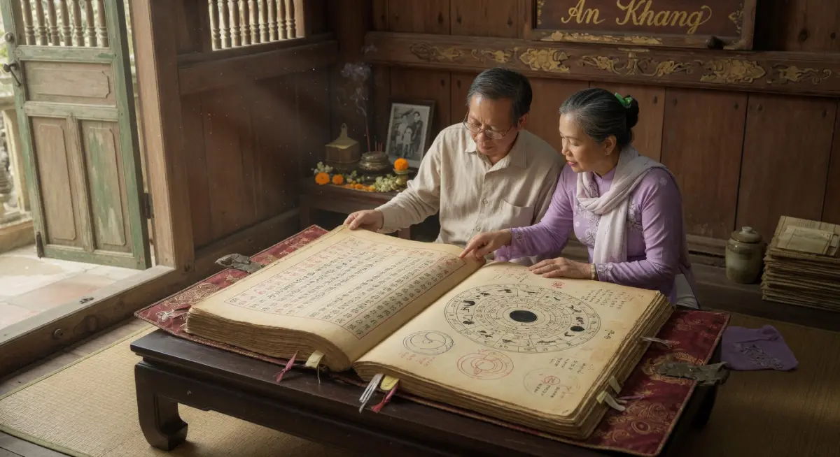 Chú thích: Hình ảnh minh họa việc xem lịch vạn sự để chọn ngày cưới hỏi tháng 6