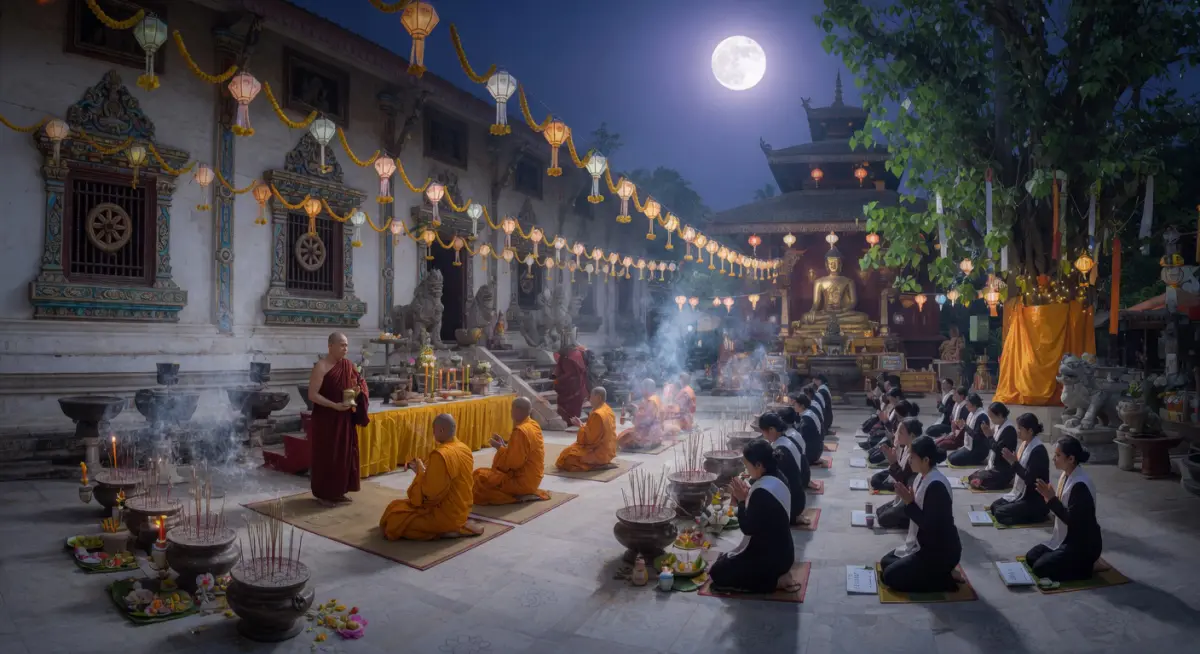 Không gian chùa thanh tịnh trong ngày Rằm tháng 6