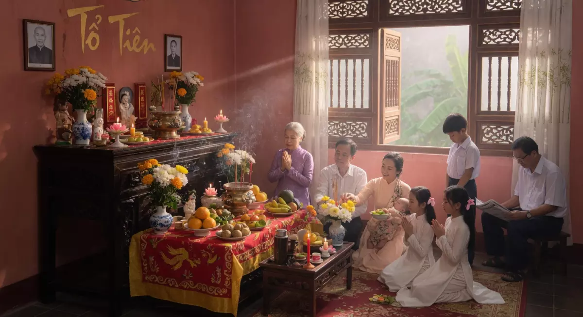 Không gian tâm linh gia đình khi chuẩn bị cho việc lớn